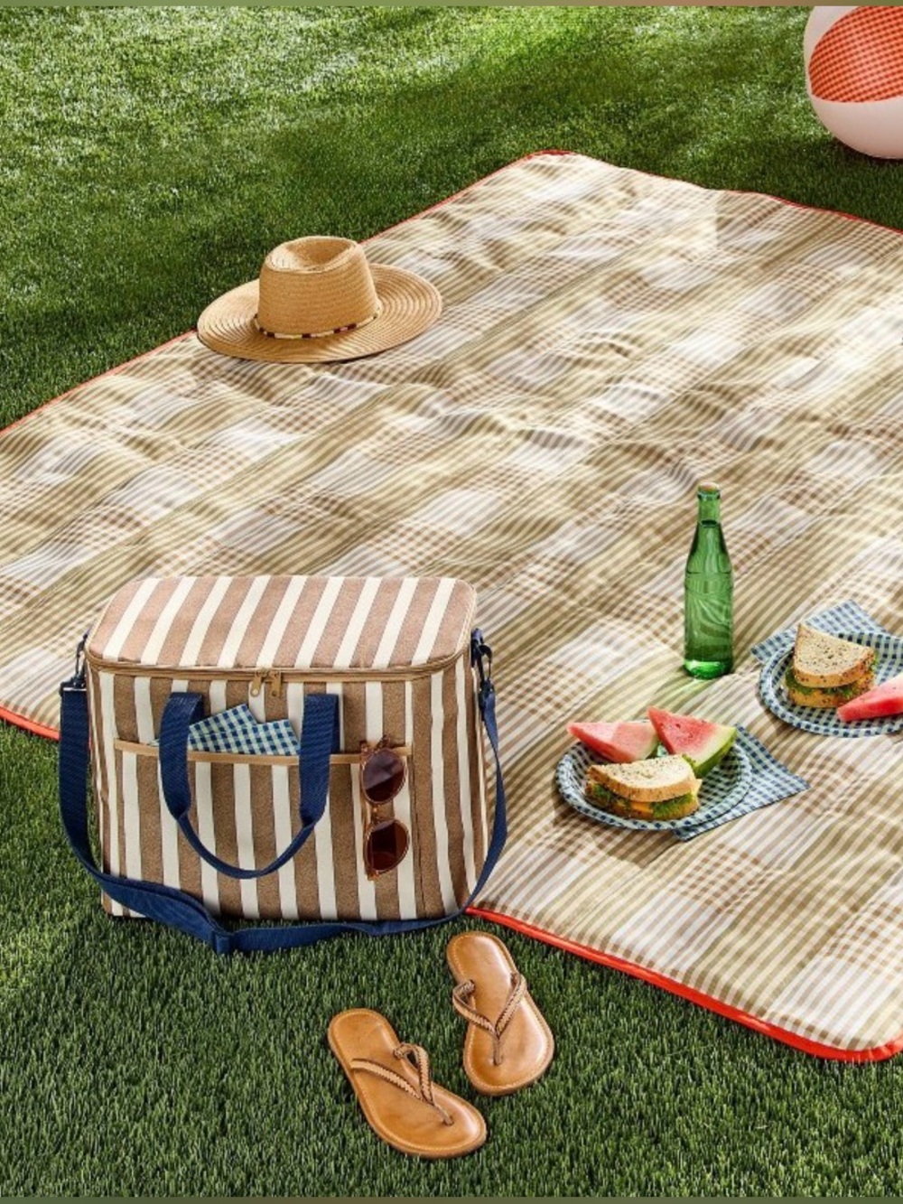 Hearth & Hand w/ Magnolia Soft Sided Cooler Sour Cream/Toffee Stripe - Picture 3 of 8